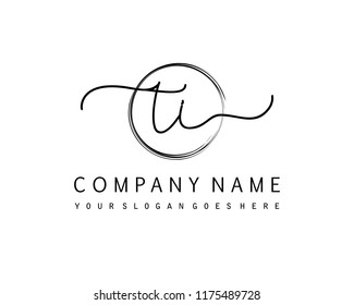 T I Initial handwriting logo vector