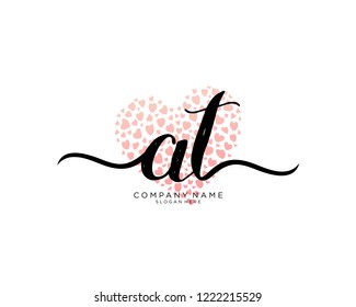 A T Initial handwriting logo vector