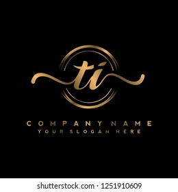 T I Initial handwriting logo vector