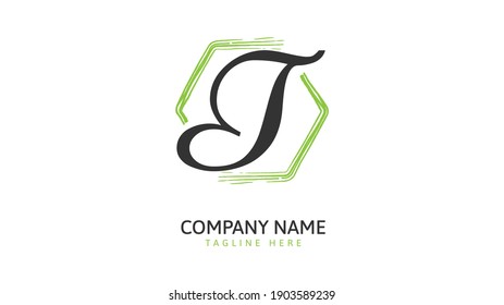 T Initial handwriting logo vector