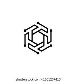 t plantilla de vector de diseño del logotipo del hexágono inicial