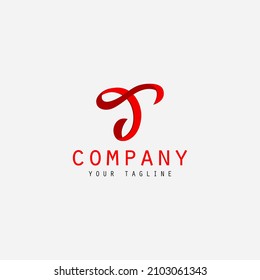 T initial illustration logo design. red tie logo company