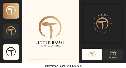 T initial letter brush logo for business and brand inspiration logo
