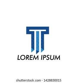 t initial letter for business name logo icon in building company 