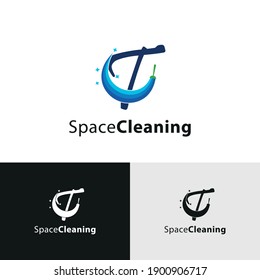 T Initial letter for cleaning service logo business concept. Home, house, office care, maintenance business logo brand vector design, 