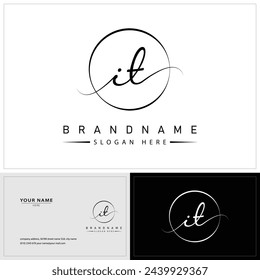 it i t initial letter handwriting and signature logo