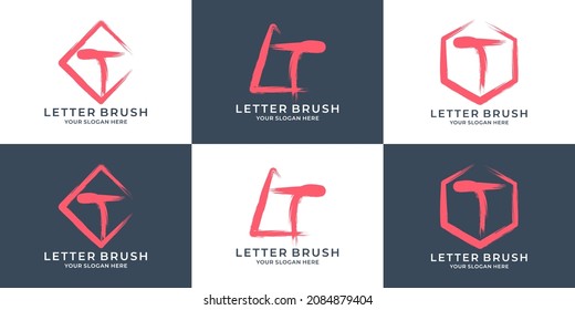 T initial letter ink brush logo for business and brand inspiration logo
