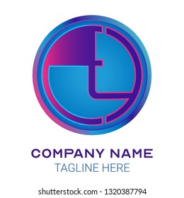 T initial letter logo design with gradient of cyan and magenta color that can be used for business company