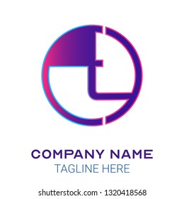 T initial letter logo design with gradient of cyan and magenta  color that can be used for business company