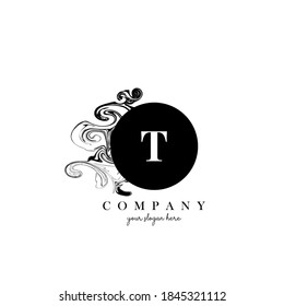 T Initial Letter Logo Design with Ink Cloud Flowing Texture Vector.