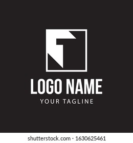 T initial letter long shadow logo
