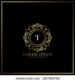 T Initial Letter Luxury Logo template in vector art for Restaurant, Royalty, Boutique, Cafe, Hotel, Heraldic, Jewelry, Fashion and other vector illustration.
