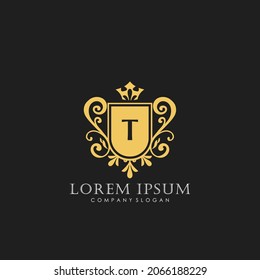 T Initial Letter Luxury Logo template in vector art for Restaurant, Royalty, Boutique, Cafe, Hotel, Heraldic, Jewelry, Fashion and other vector illustration art