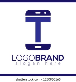 T Initial letter with Smart phone logo icon vector