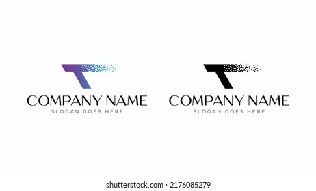 T initial Letter technology logo icon design template.alphabet t with digital dot connection vector