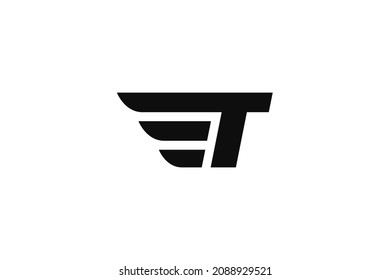 T Initial letter wings logo vector design