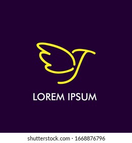 T initial letter with wings for initial travel company name