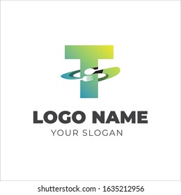 T initial logo combined with spoon and fork