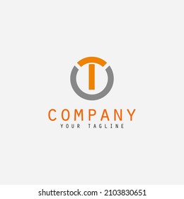 T initial logo design in orange color as a t shirt logo