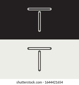 T Lado de los puntos de esquema del icono del logotipo inicial