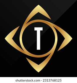 T Initial luxury gold Letter Type Logo Sign Symbol Icon Simple Elegance