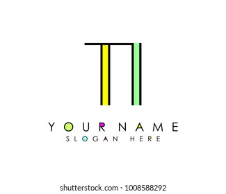 T & I initial minimalist logo template vector