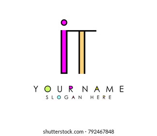 I & T initial minimalist logo template vector