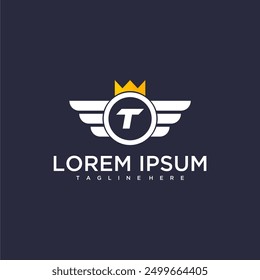 T monograma inicial para el logotipo del negocio con el águila y la Imagen de la corona