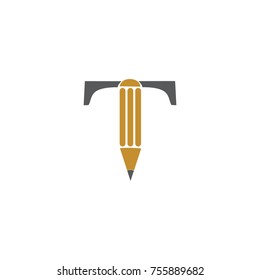 T Initial Pencil Logo