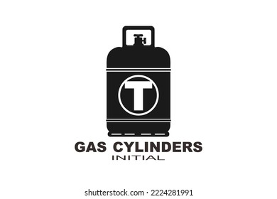 T logotipo inicial del cilindro de gas propano
