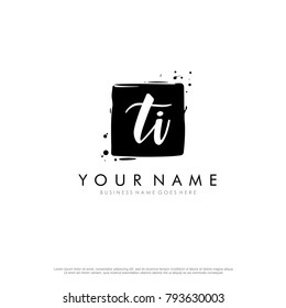 T I initial square logo template vector