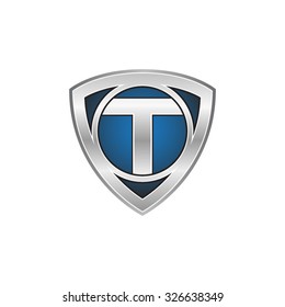 T Initial Triangle Circle Shield Blue