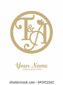 T A initial wedding decorative logo template