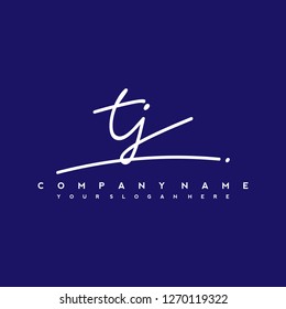 T J Initial handwriting logo vector
