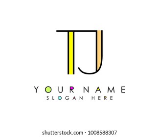 T & J initial minimalist logo template vector