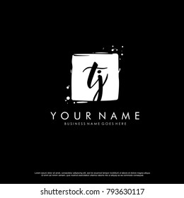 T J initial square logo template vector