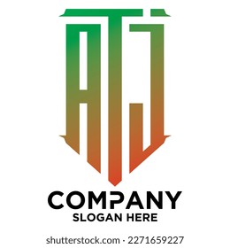 A T J  lettering with square design vector template