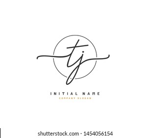 T J TJ Beauty vector initial logo, handwriting logo of initial signature, wedding, fashion, jewerly, boutique, floral and botanical with creative template for any company or business.