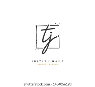 T J TJ Beauty vector initial logo, handwriting logo of initial signature, wedding, fashion, jewerly, boutique, floral and botanical with creative template for any company or business.