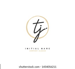 T J TJ Beauty vector initial logo, handwriting logo of initial signature, wedding, fashion, jewerly, boutique, floral and botanical with creative template for any company or business.