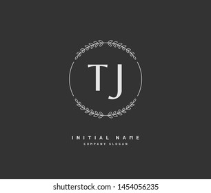 T J TJ Beauty vector initial logo, handwriting logo of initial signature, wedding, fashion, jewerly, boutique, floral and botanical with creative template for any company or business.