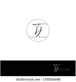 T J TJ Initial letter handwriting and signature logo.	
