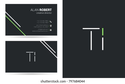 T & I joint logo stroke letter design with business card template