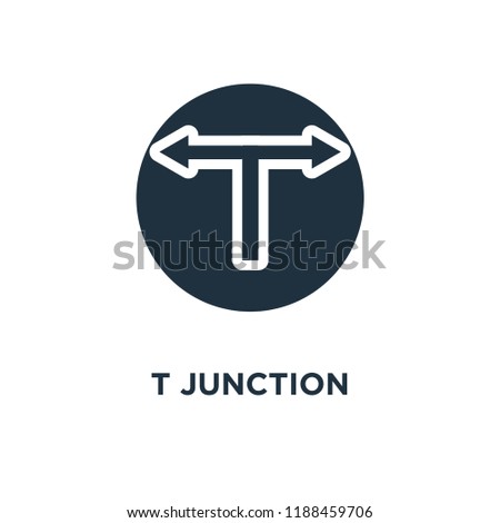 T junction icon. Black filled vector illustration. T junction symbol on white background. Can be used in web and mobile.