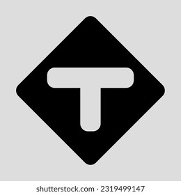 T junction icon in solid style, use for website mobile app presentation