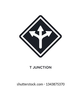 t junction isolated icon. simple element illustration from traffic signs concept icons. t junction editable logo sign symbol design on white background. can be use for web and mobile