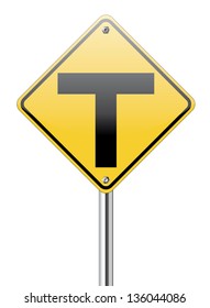 T junction road traffic sign