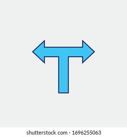 T junction road traffic vector icon