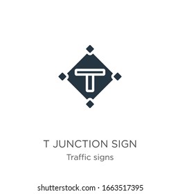 T junction sign icon vector. Trendy flat t junction sign icon from traffic signs collection isolated on white background. Vector illustration can be used for web and mobile graphic design, logo, eps10