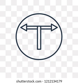 T junction vector outline icon isolated on transparent background, high quality linear T junction transparency concept can be used web and mobile